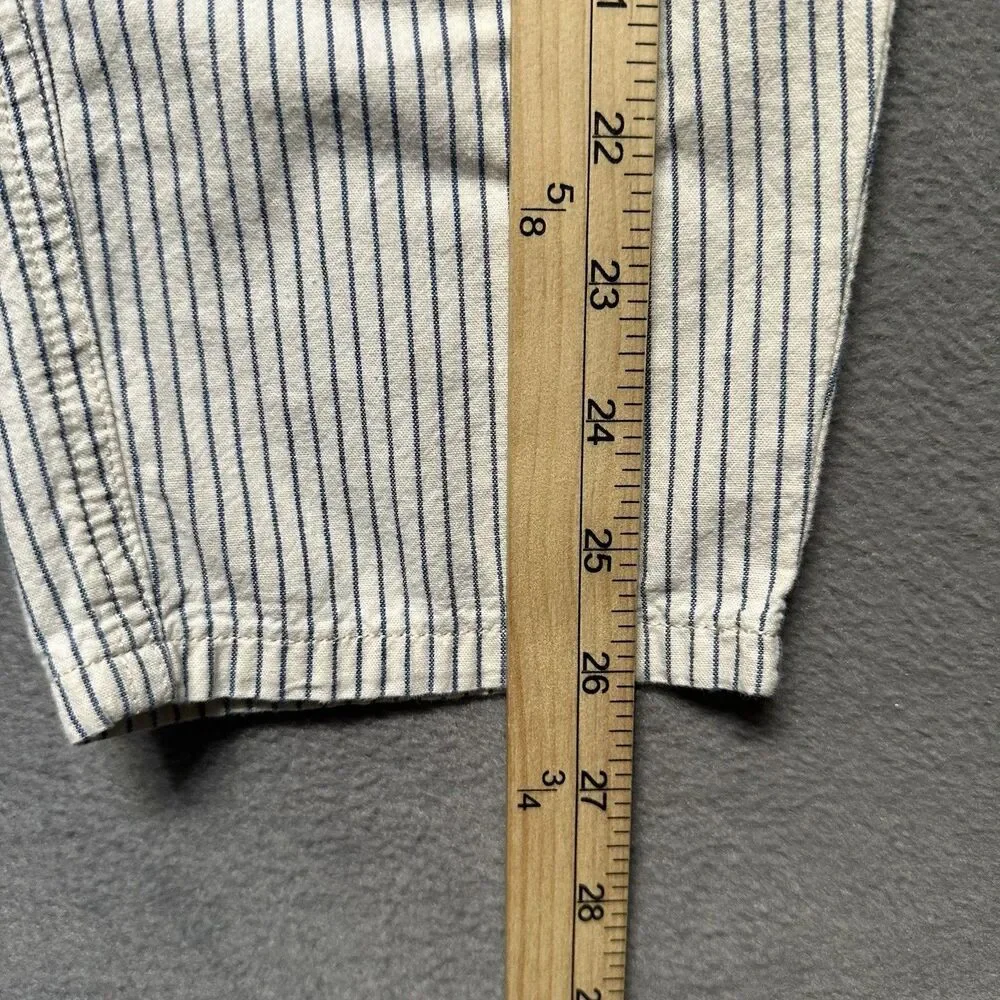 American Eagle Womens 00 Blue White Striped Ankle Pants Straight Casual EUC